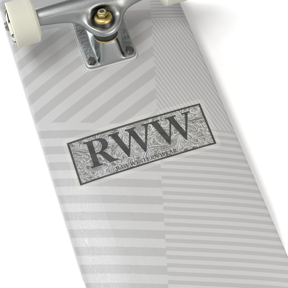Raw Western Wear Black and White Tooled Leather Sticker