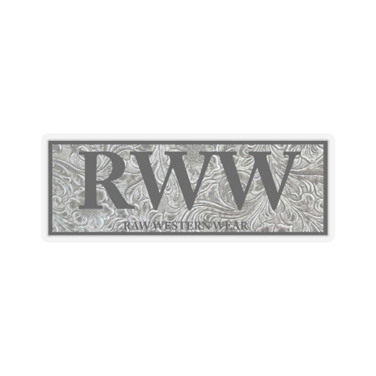 Raw Western Wear Black and White Tooled Leather Sticker